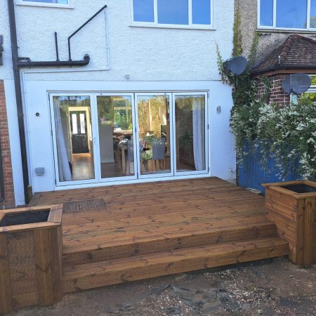 garden decking with planters